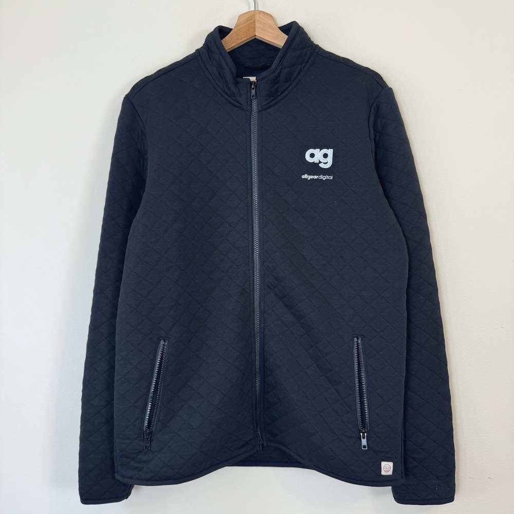 Marine Layer Quilted All Gear Digital Logo Zip Up Black Jacket - Medium